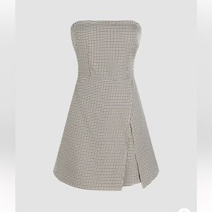 Strapless plaid romper cider